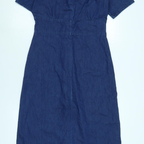 Nobody's Child Womens Blue Cotton Shirt Dress Size 10 Collared Button