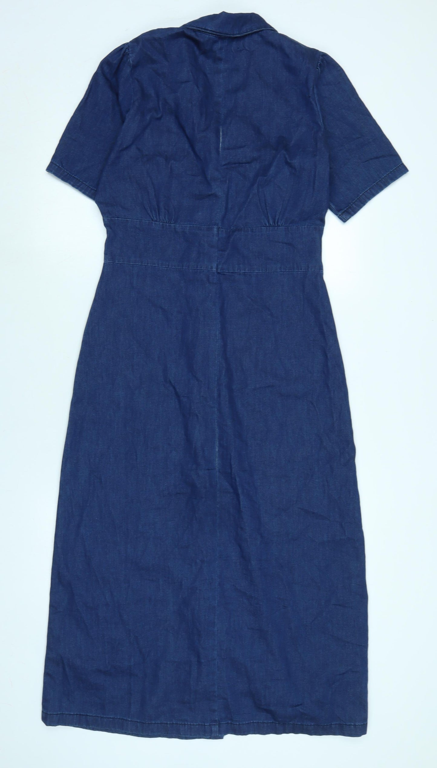 Nobody's Child Womens Blue Cotton Shirt Dress Size 10 Collared Button