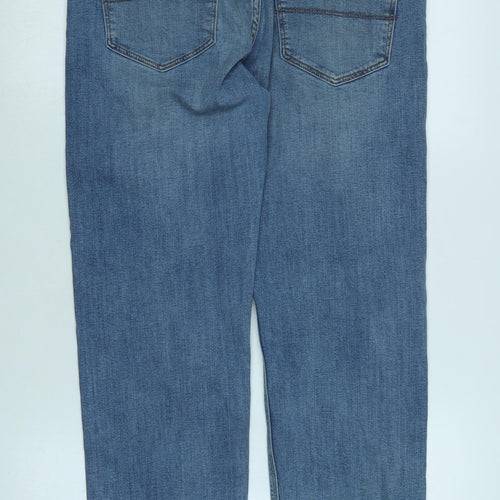 Marks and Spencer Mens Blue Cotton Straight Jeans Size 32 in L31 in Regular Zip