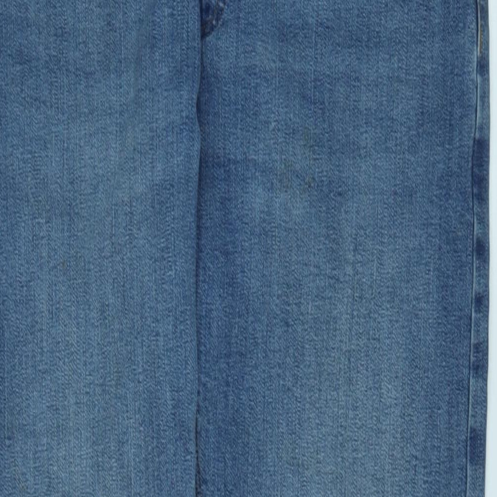 Marks and Spencer Mens Blue Cotton Straight Jeans Size 32 in L31 in Regular Zip