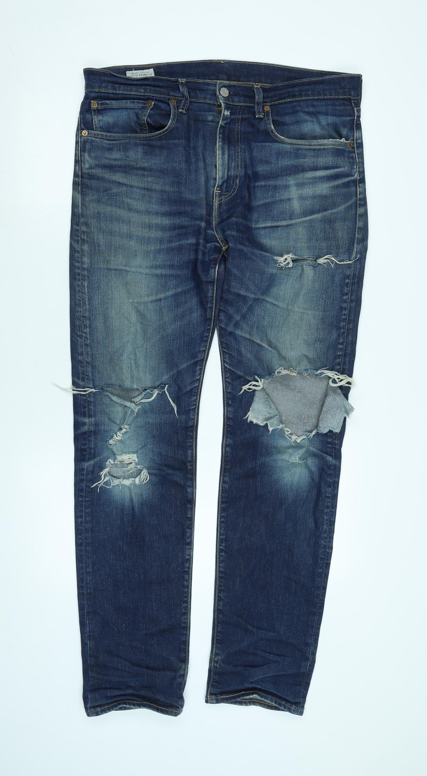 Levi's Mens Blue Cotton Blend Straight Jeans Size 36 in L33 in Regular Zip