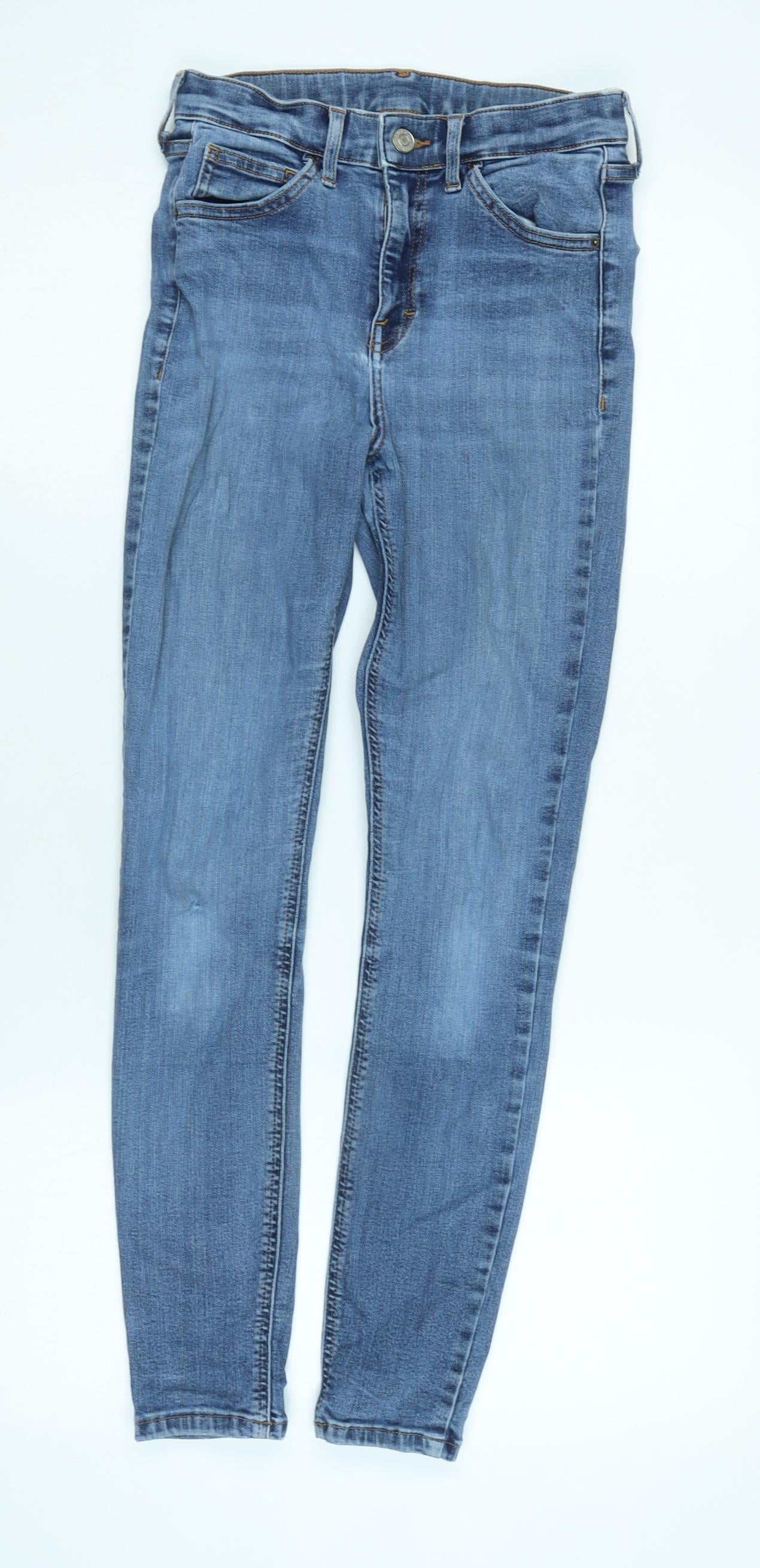 Topshop Womens Blue Cotton Blend Tapered Jeans Size 28 in L32 in Regular Zip