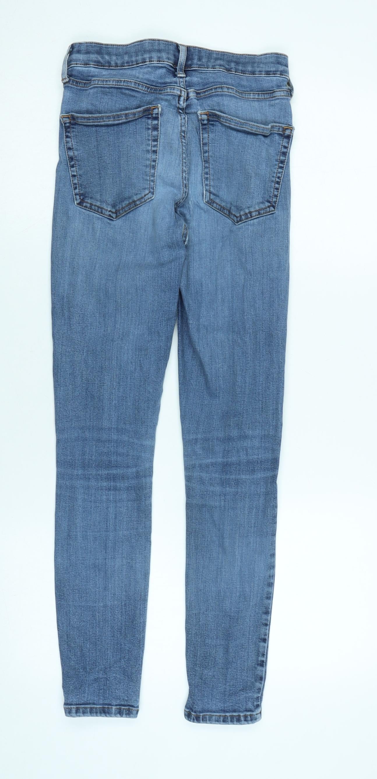 Topshop Womens Blue Cotton Blend Tapered Jeans Size 28 in L32 in Regular Zip