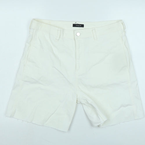 Marks and Spencer Womens White Cotton Bermuda Shorts Size 16 Regular Zip