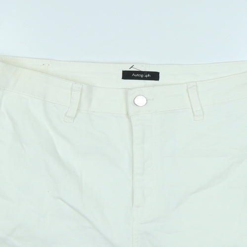 Marks and Spencer Womens White Cotton Bermuda Shorts Size 16 Regular Zip