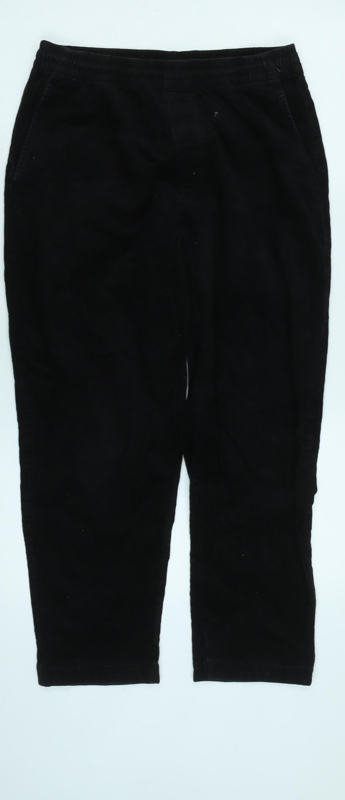 Uniqlo Womens Black Cotton Blend Trousers Size 28 in L26 in Regular Tie