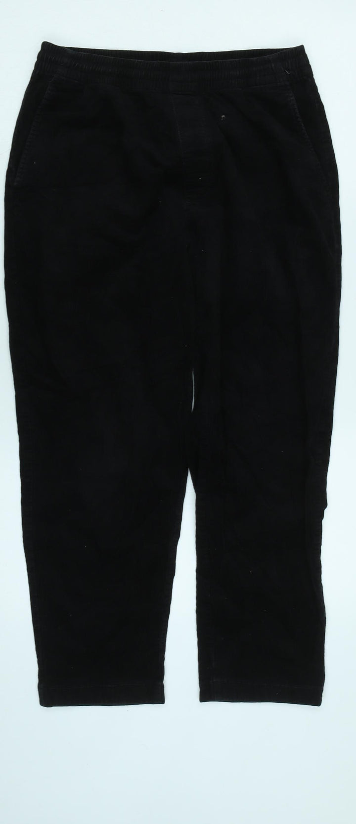 Uniqlo Womens Black Cotton Blend Trousers Size 28 in L26 in Regular Tie