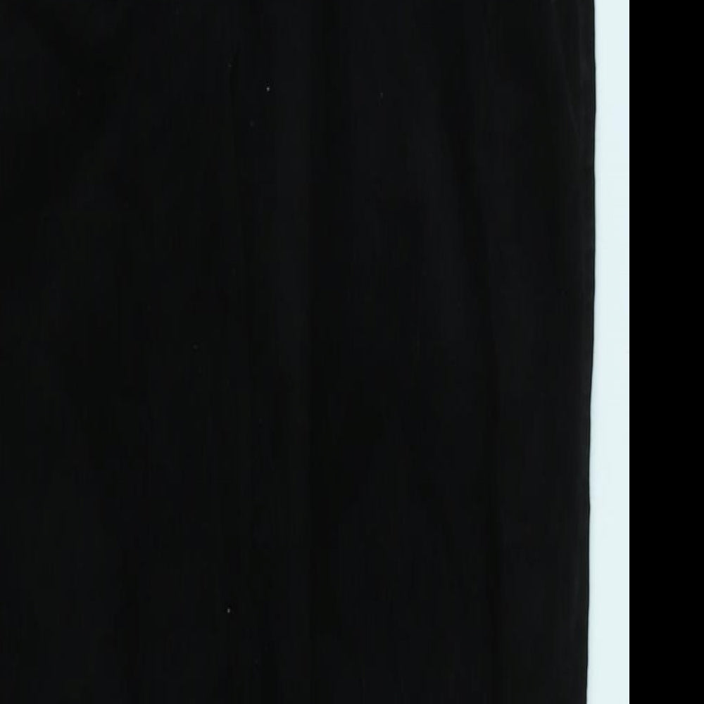 Uniqlo Womens Black Cotton Blend Trousers Size 28 in L26 in Regular Tie