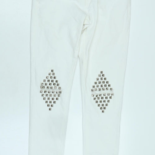 tokik 3 Womens Silver Cotton Blend Tapered Jeans Size 26 in L28 in Regular Zip - Logo- Stud detail