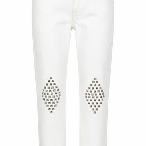 tokik 3 Womens Silver Cotton Blend Tapered Jeans Size 26 in L28 in Regular Zip - Logo- Stud detail