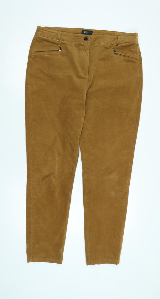 Klass Mens Brown Cotton Blend Trousers Size 34 in L29 in Regular Zip