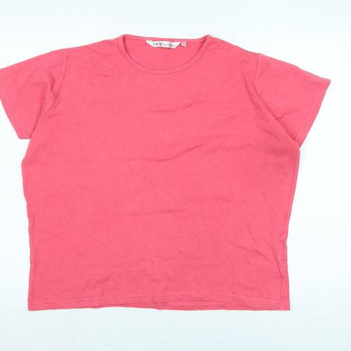 EWM Womens Pink Cotton Camisole T-Shirt Size L Crew Neck