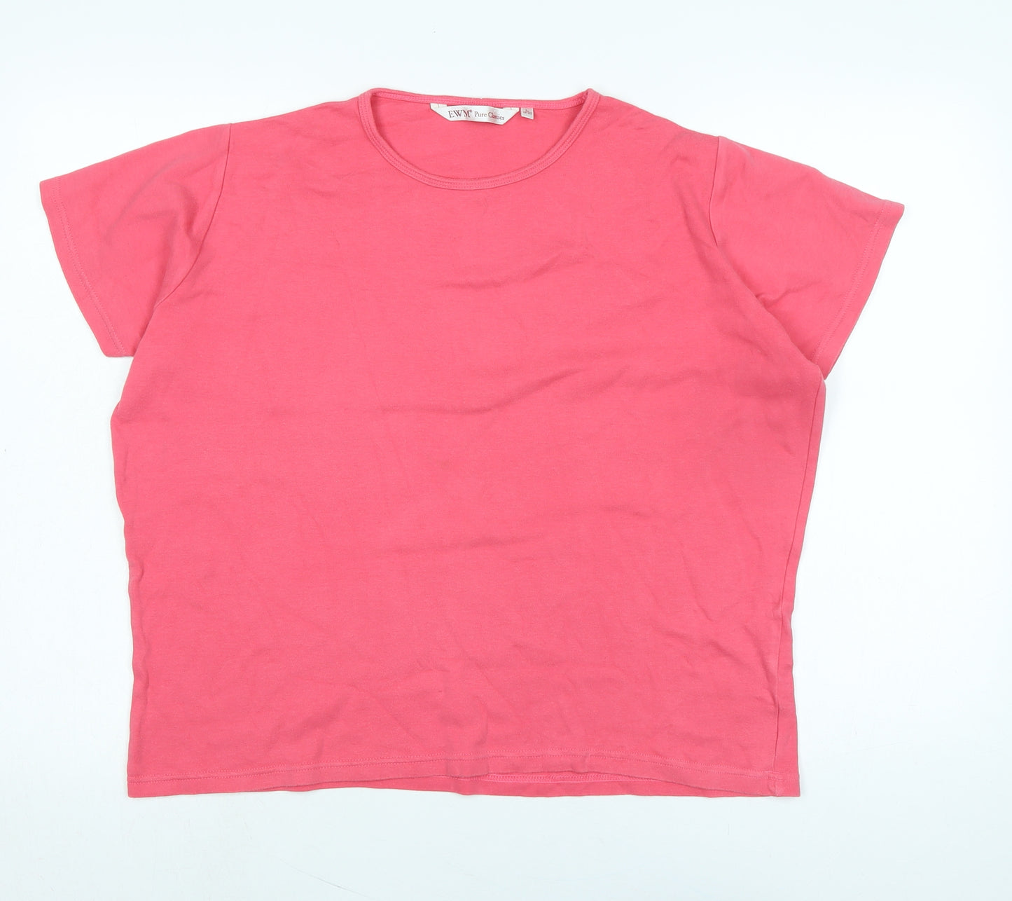 EWM Womens Pink Cotton Camisole T-Shirt Size L Crew Neck