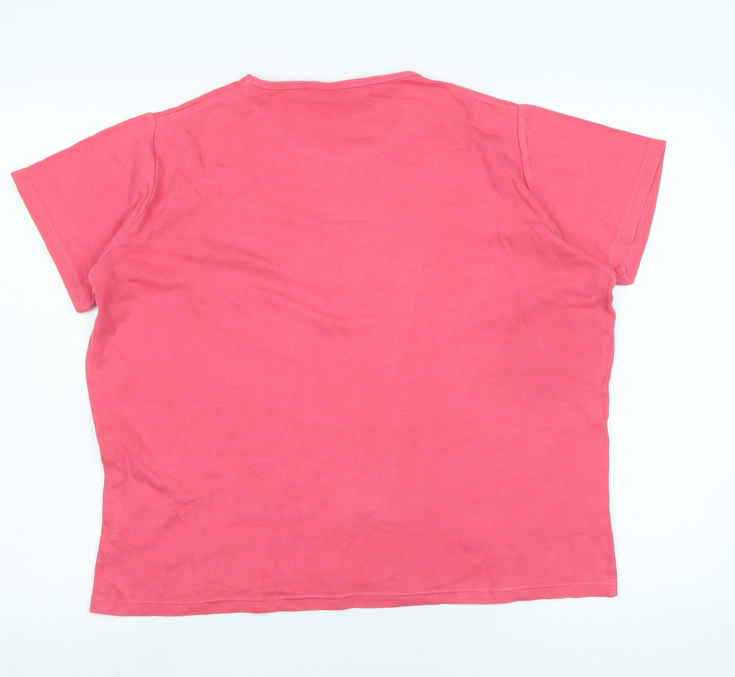 EWM Womens Pink Cotton Camisole T-Shirt Size L Crew Neck