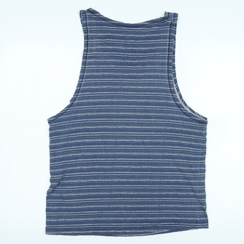 JACK & JONES Mens Blue Cotton T-Shirt Size L Round Neck