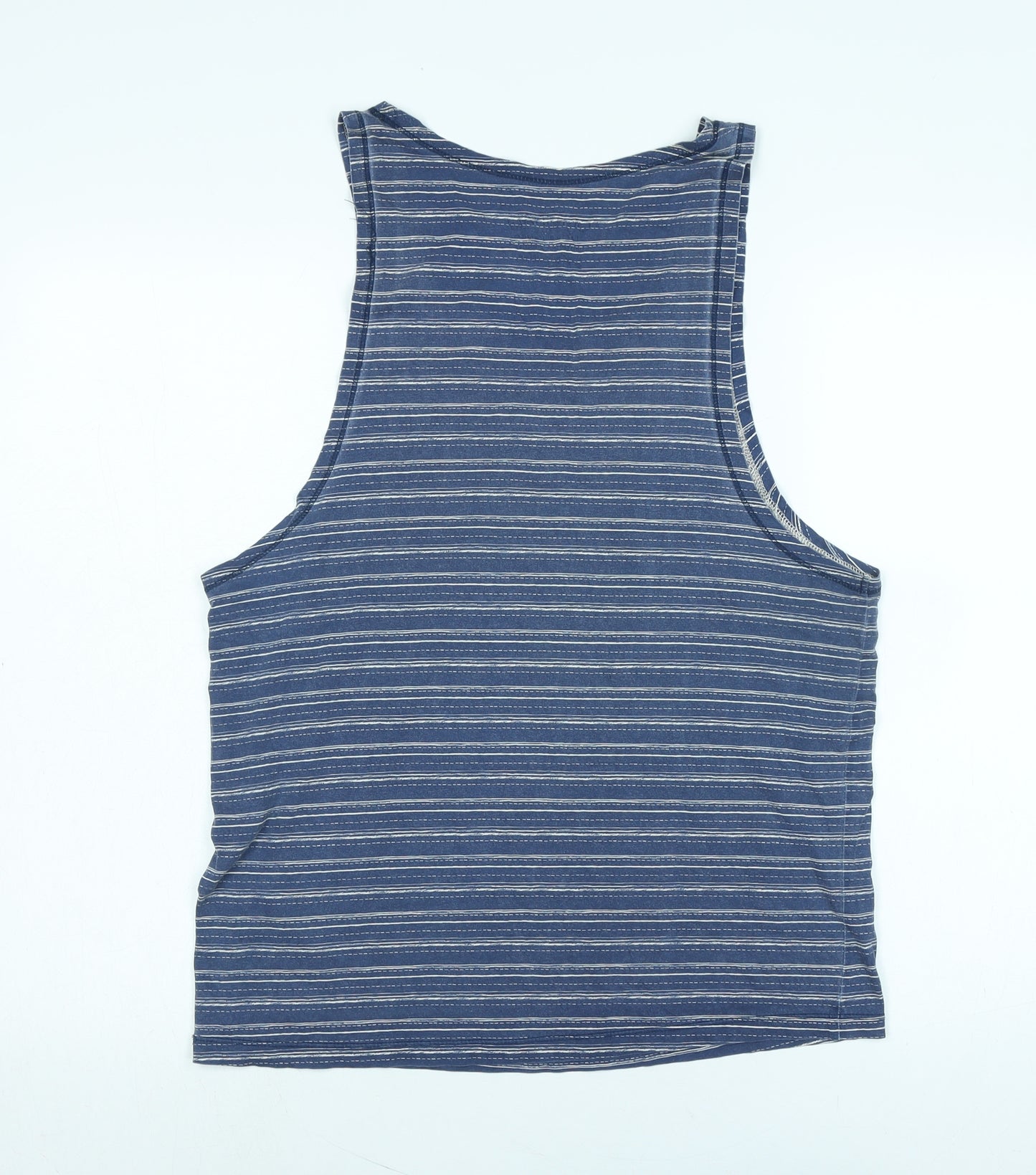 JACK & JONES Mens Blue Cotton T-Shirt Size L Round Neck