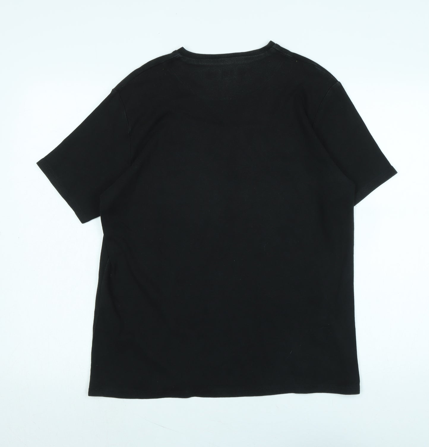 French Connection Mens Black Cotton T-Shirt Size M V-Neck