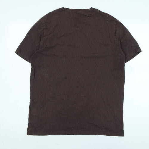 AllSaints Womens Brown Cotton Basic T-Shirt Size L Crew Neck