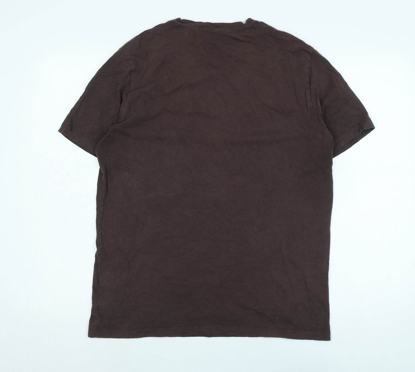 AllSaints Womens Brown Cotton Basic T-Shirt Size L Crew Neck