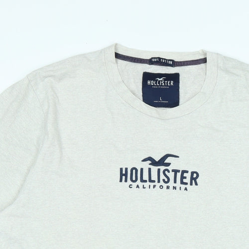 Hollister Mens Grey Cotton Blend T-Shirt Size L Crew Neck