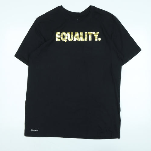 Nike Mens Black Cotton Blend T-Shirt Size L Crew Neck - Logo-Equality