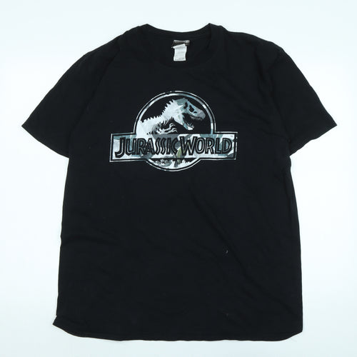 Jurassic World Mens Blue Cotton Blend T-Shirt Size XL Crew Neck - Logo - Jurassic World