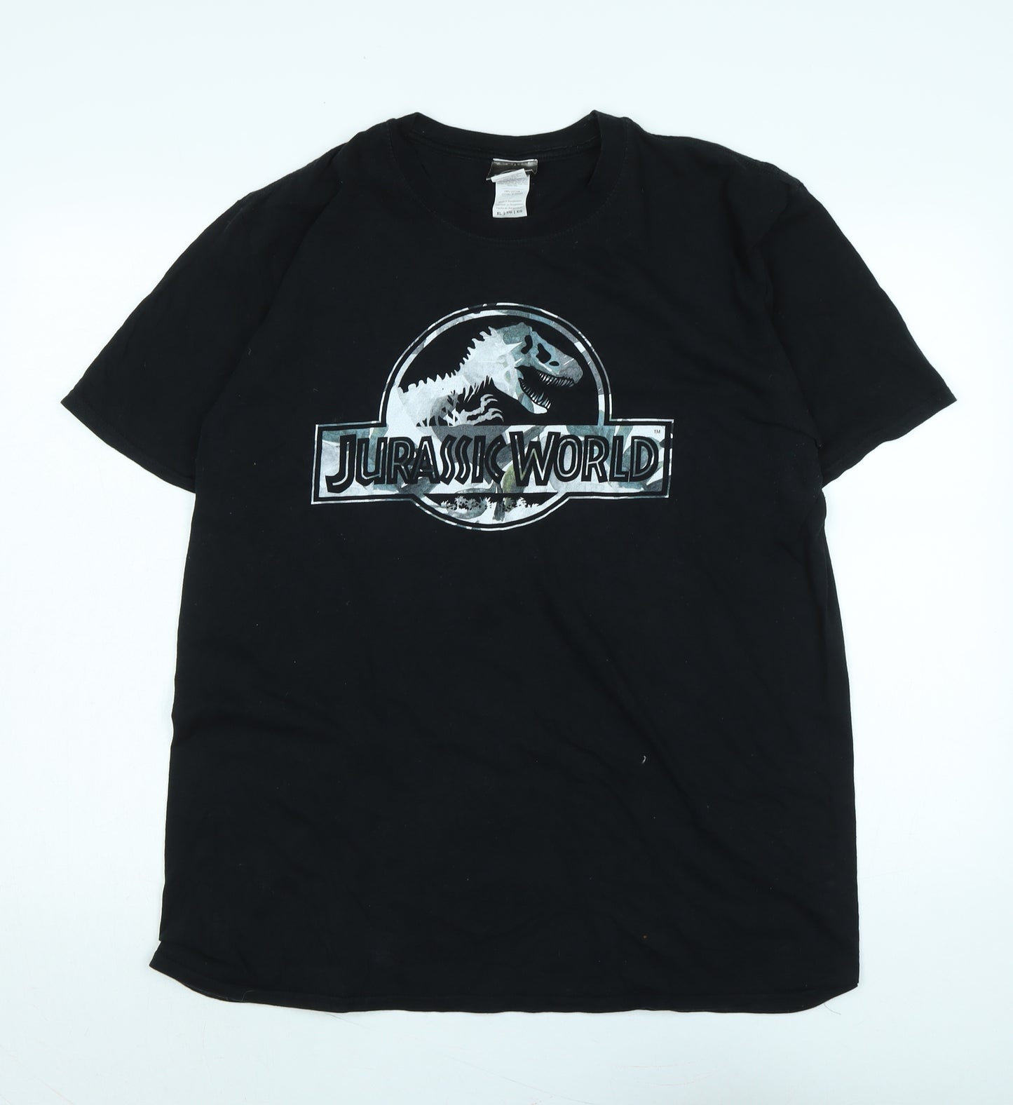 Jurassic World Mens Blue Cotton Blend T-Shirt Size XL Crew Neck - Logo - Jurassic World