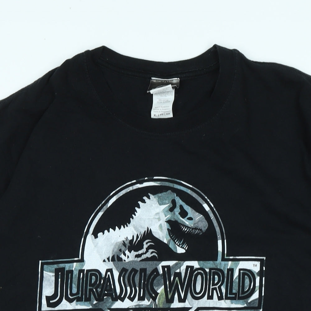 Jurassic World Mens Blue Cotton Blend T-Shirt Size XL Crew Neck - Logo - Jurassic World