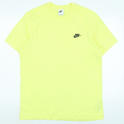 Nike Mens Yellow Cotton Blend T-Shirt Size L Crew Neck