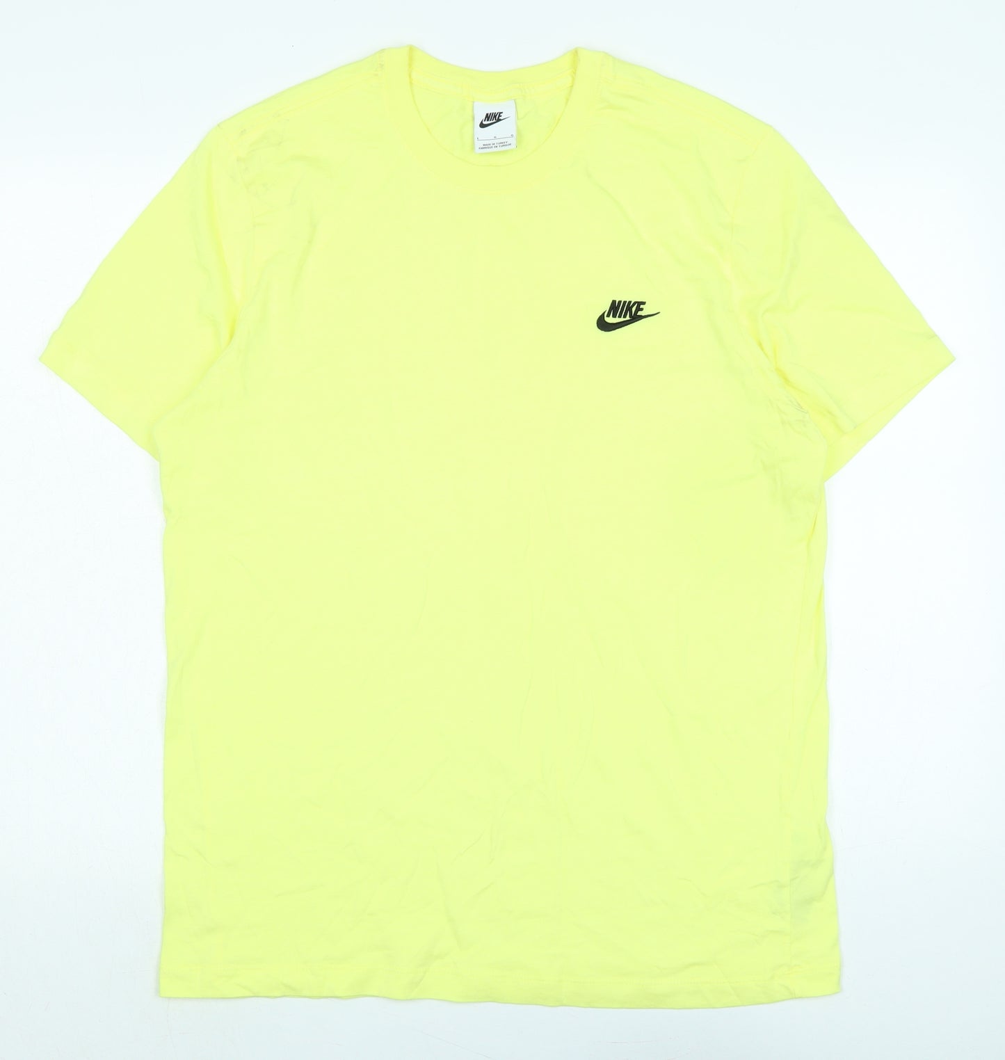 Nike Mens Yellow Cotton Blend T-Shirt Size L Crew Neck