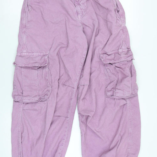 BDG Womens Purple Cotton Cargo Trousers Size S L27 in Regular Zip