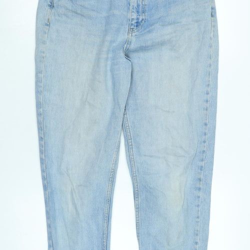 Topshop Womens Blue Cotton Blend Straight Jeans Size 32 in L32 in Regular Zip