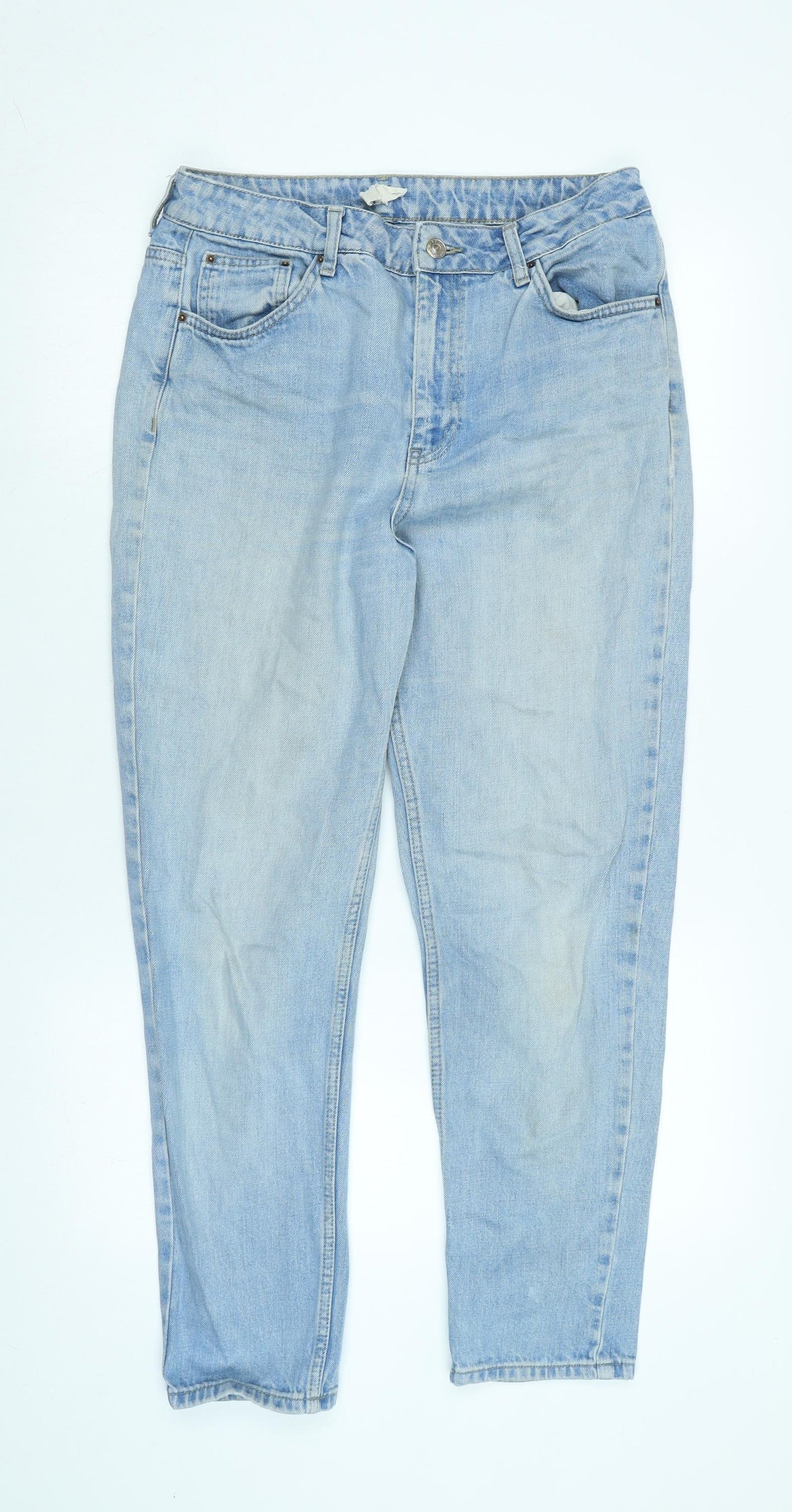 Topshop Womens Blue Cotton Blend Straight Jeans Size 32 in L32 in Regular Zip