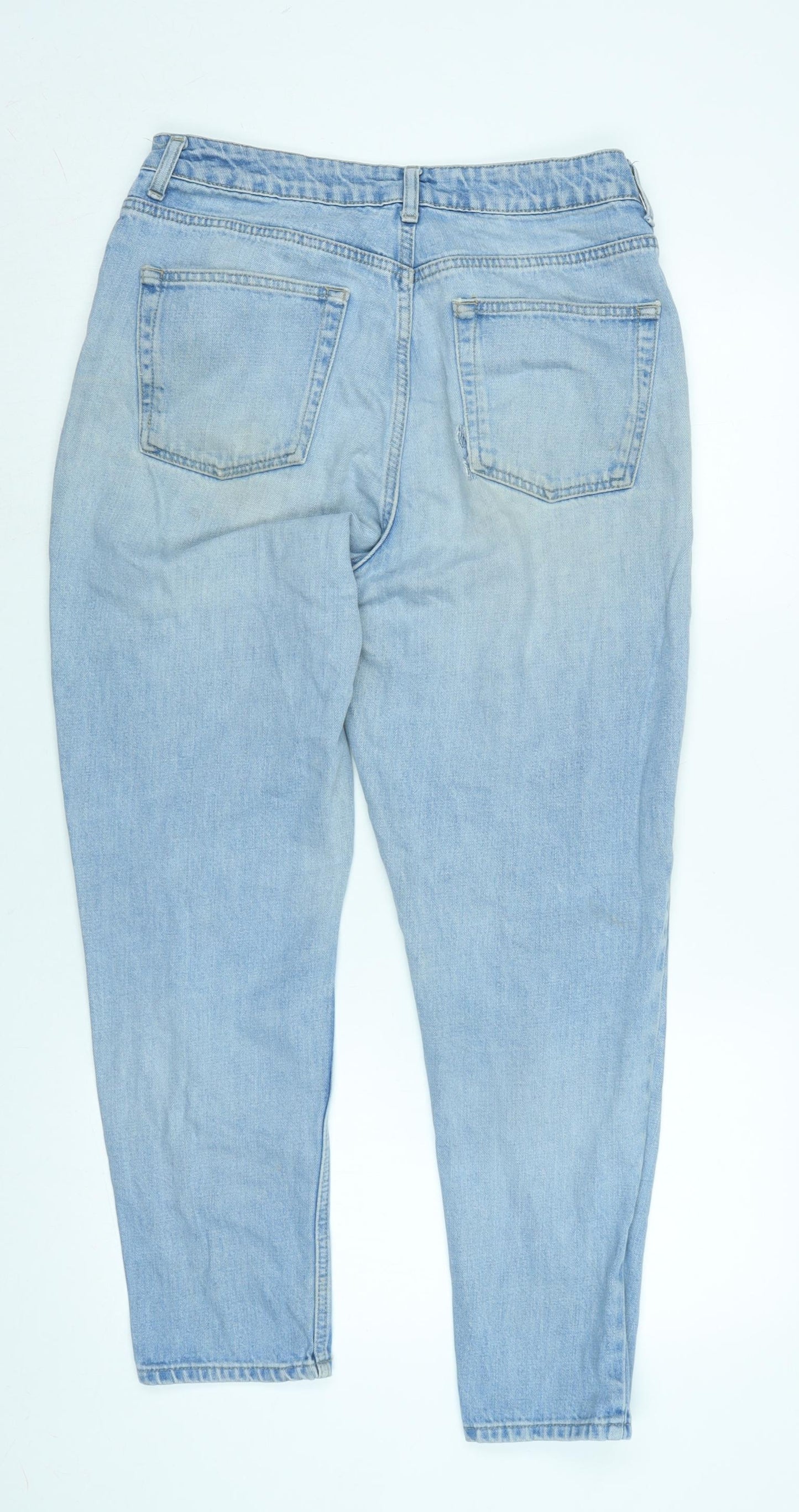 Topshop Womens Blue Cotton Blend Straight Jeans Size 32 in L32 in Regular Zip