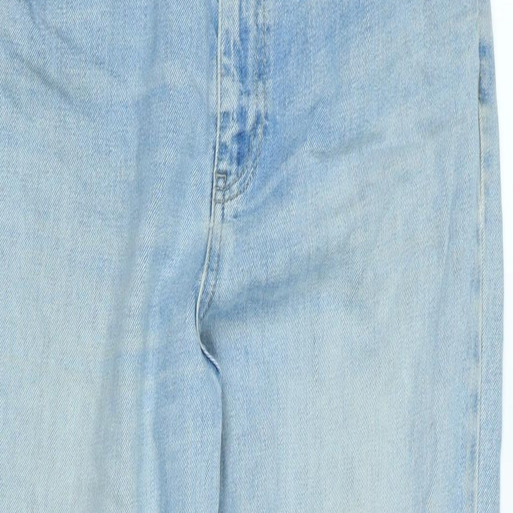 Topshop Womens Blue Cotton Blend Straight Jeans Size 32 in L32 in Regular Zip