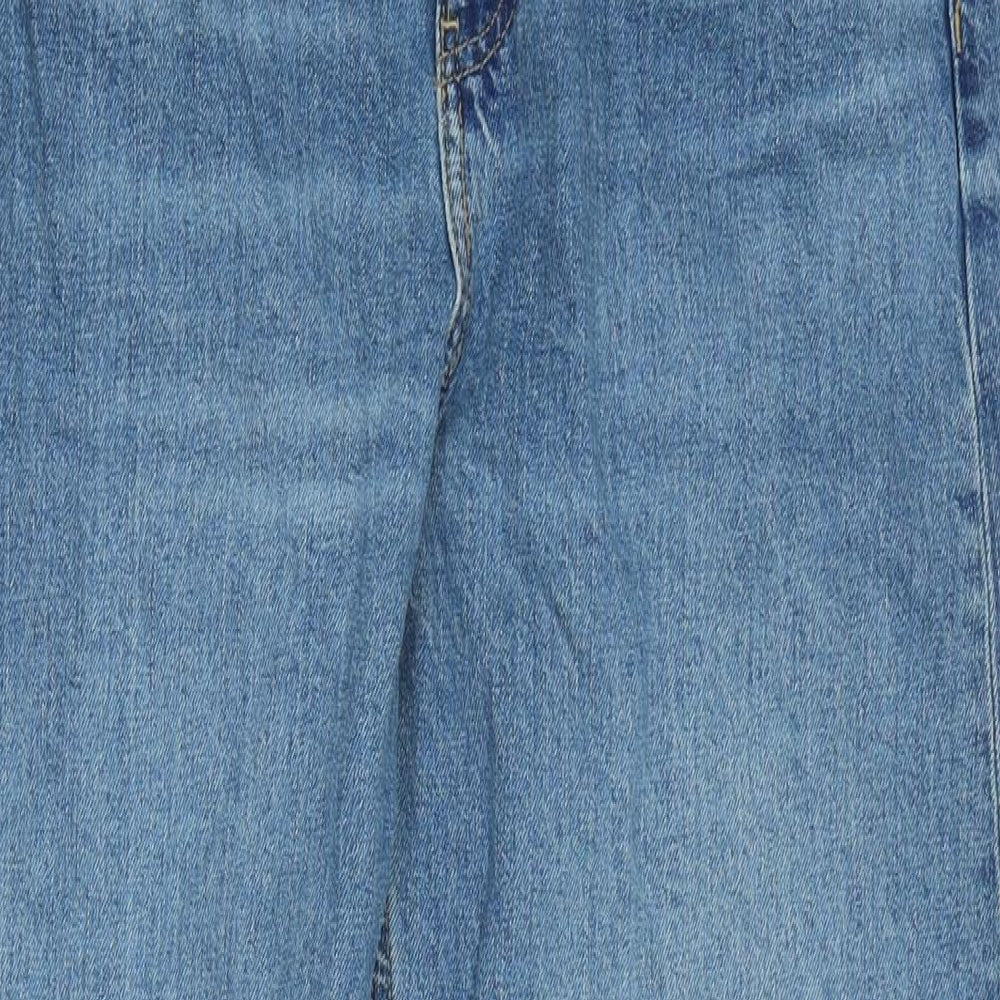 Marks and Spencer Womens Blue Cotton Wide-Leg Jeans Size 10 L29 in Regular Zip