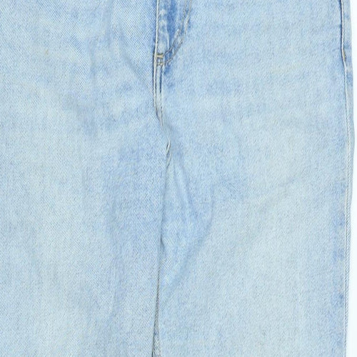 Topshop Womens Blue Cotton Straight Jeans Size 30 in L29 in Regular Zip - Raw Hem