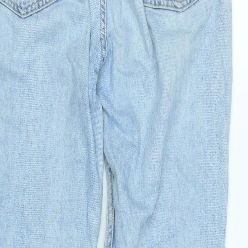 Topshop Womens Blue Cotton Straight Jeans Size 30 in L29 in Regular Zip - Raw Hem