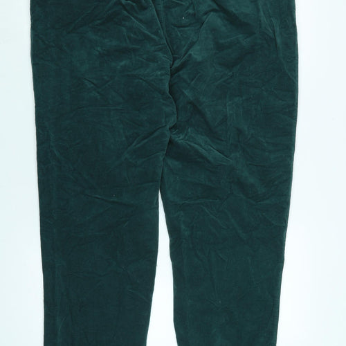 Seasalt Cornwall Womens Green Cotton Blend Trousers Size 18 L28 in Regular Zip