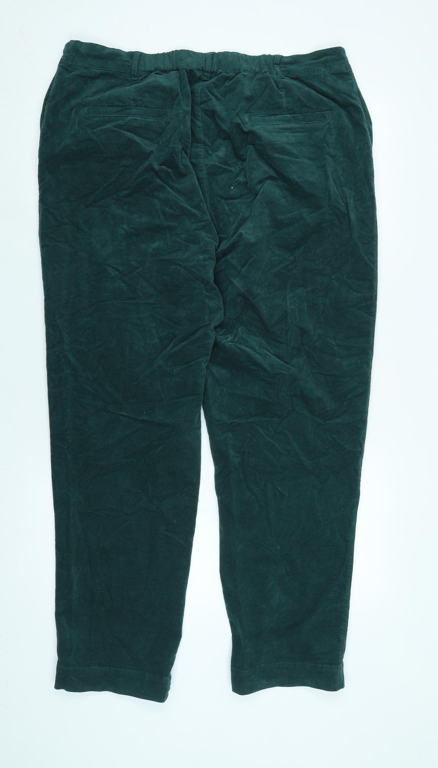 Seasalt Cornwall Womens Green Cotton Blend Trousers Size 18 L28 in Regular Zip