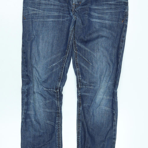 & Now Boys Blue Cotton Tapered Jeans Size 11-12 Years L28 in Regular Zip - Logo - Distressed