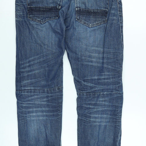 & Now Boys Blue Cotton Tapered Jeans Size 11-12 Years L28 in Regular Zip - Logo - Distressed
