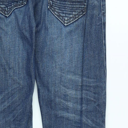 & Now Boys Blue Cotton Tapered Jeans Size 11-12 Years L28 in Regular Zip - Logo - Distressed