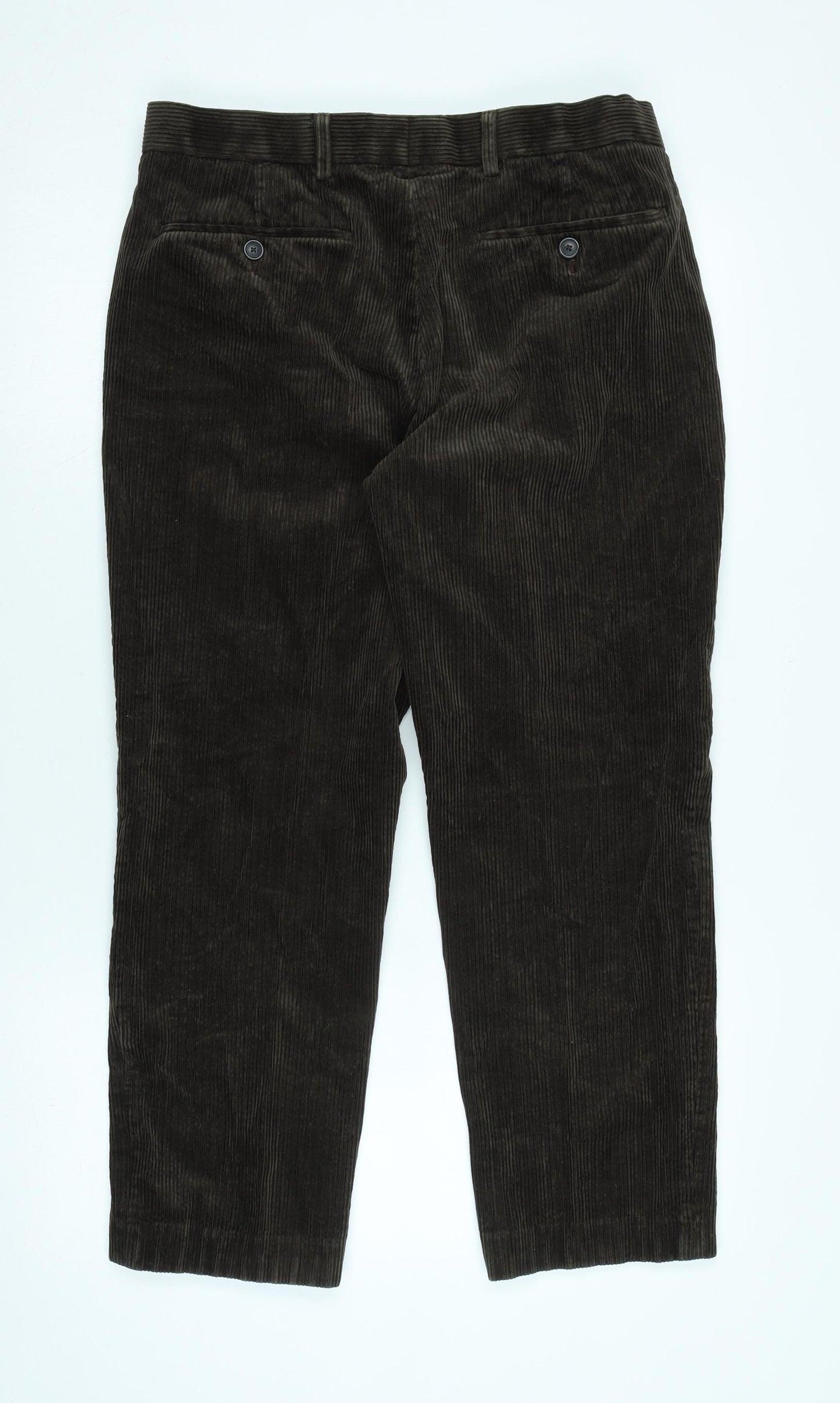 Marks and Spencer Mens Brown Cotton Trousers Size 34 in L29 in Regular Zip