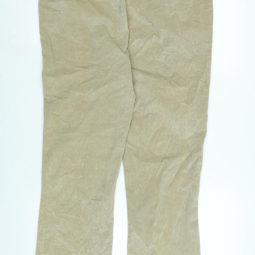 Cotton Traders Womens Beige Cotton Blend Trousers Size 18 L28 in Regular Zip