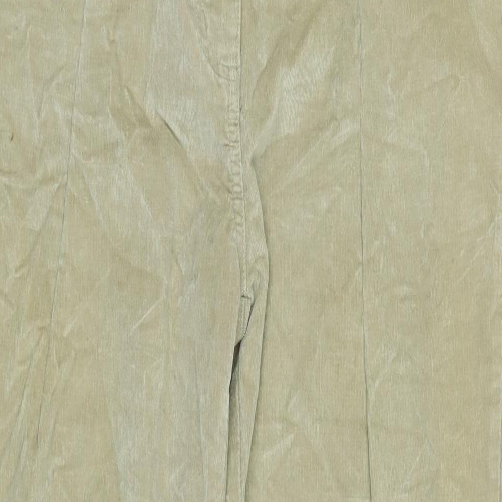 Cotton Traders Womens Beige Cotton Blend Trousers Size 18 L28 in Regular Zip