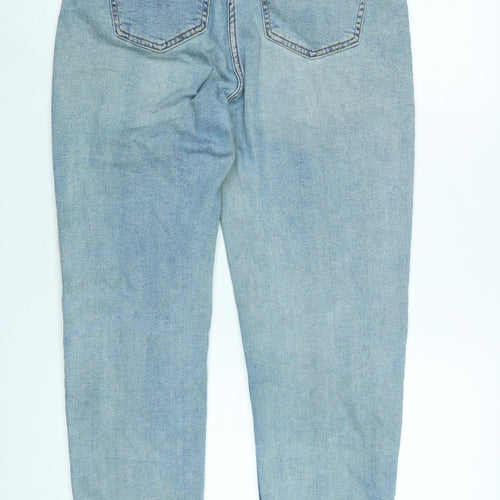 Falmer Womens Blue Cotton Blend Straight Jeans Size 12 L26 in Regular Zip - Gold Glitter stripe