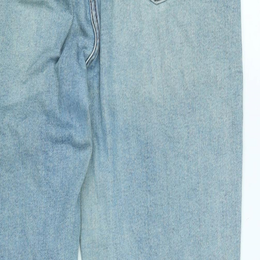 Falmer Womens Blue Cotton Blend Straight Jeans Size 12 L26 in Regular Zip - Gold Glitter stripe