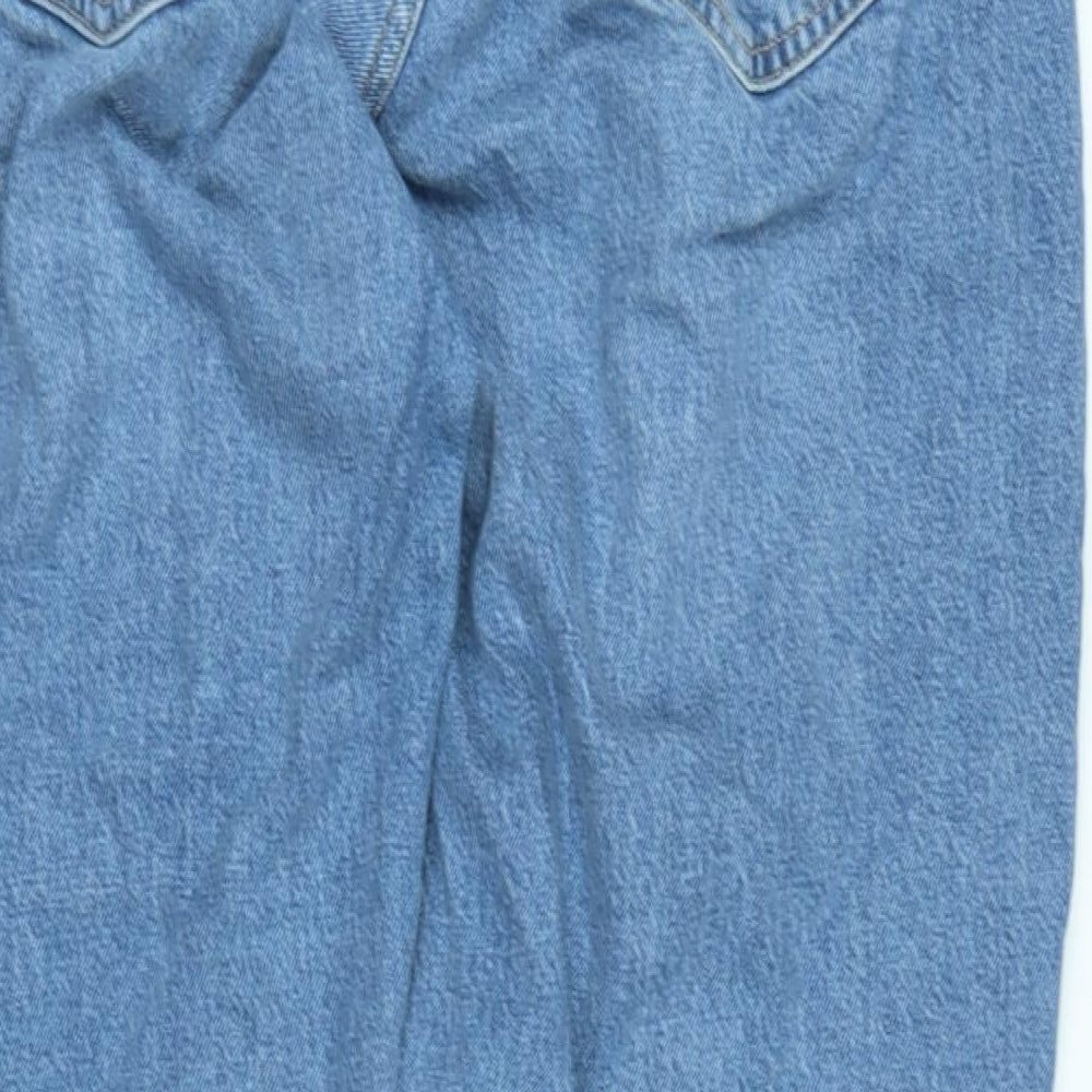 Marks and Spencer Womens Blue Cotton Blend Mom Jeans Size 14 L27 in Regular Zip