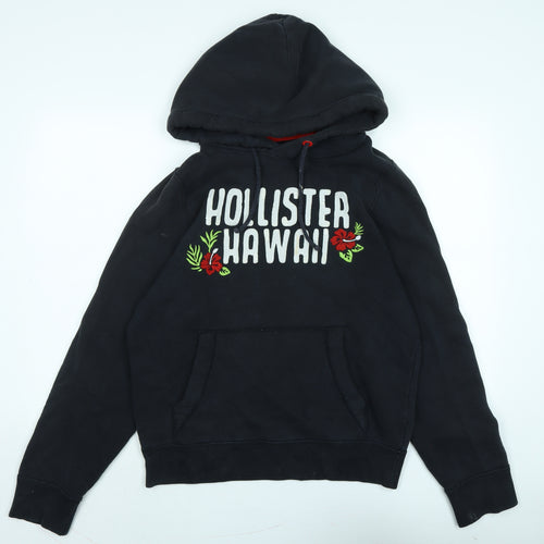 Hollister Mens Black Polyester Pullover Hoodie Size L - Logo - Hollister Hawaii